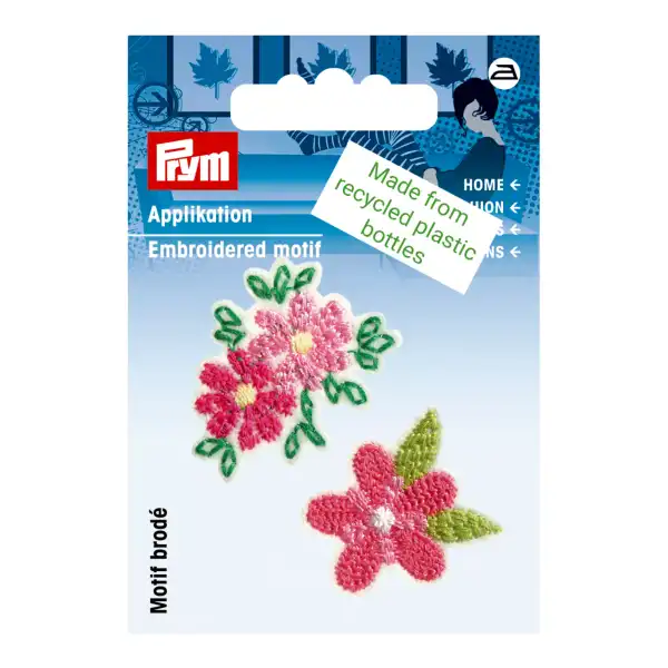 Applikation recycelt, Blumen, pink 926743