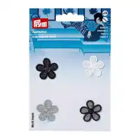 Applikation selbstkl./aufb. Blumen schwarz/hellgrau 926535