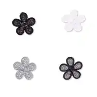 Applikation selbstkl./aufb. Blumen schwarz/hellgrau 926535