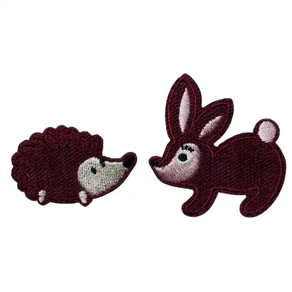 Applikation Igel & Hase selbstklebend/aufbügelbar, dunkelrot 924373