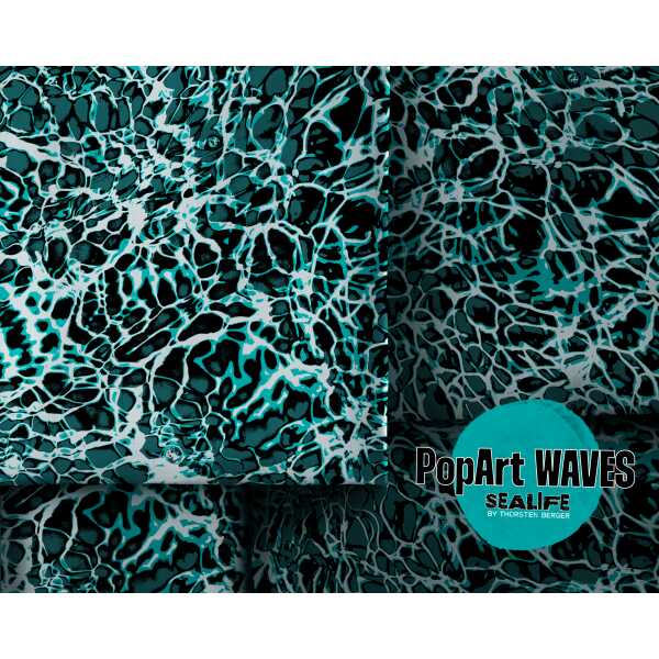 Pop Art Waves by Thorsten Berger Viskose Webware petrol