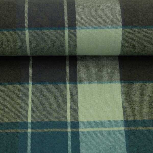 Maverick Baumwolle Flanell kariert mint/grau/petrol