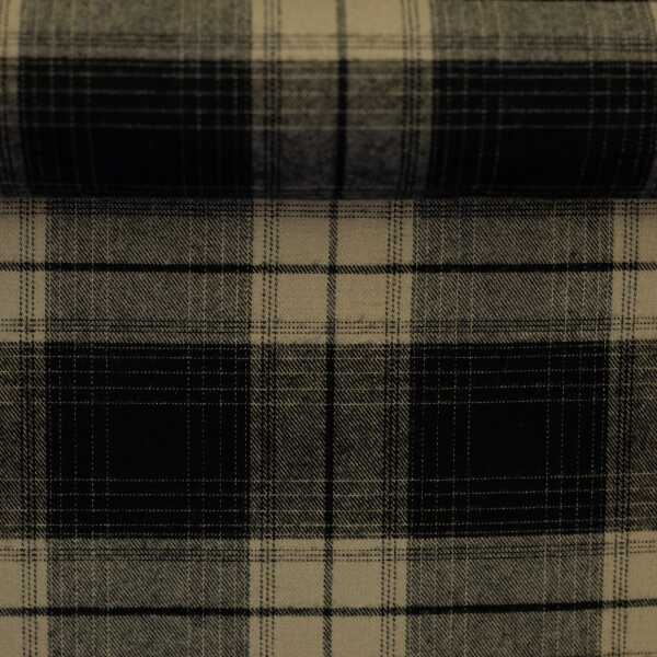 Yukon Baumwolle Flanell kariert schwaez/beige