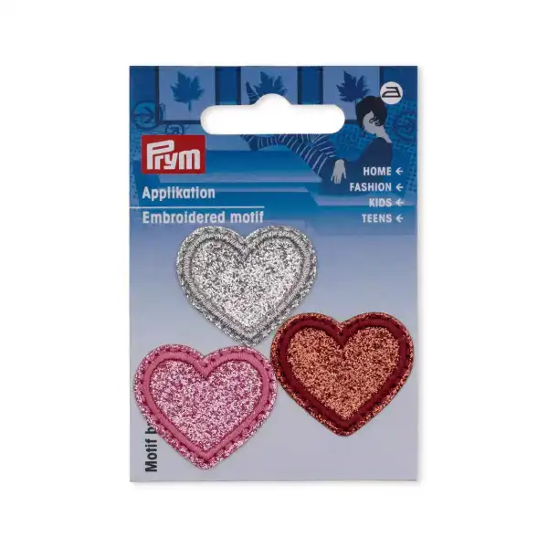Applikationen Herzen, 3 Stück, mehrfarbig 923328