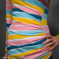 Stripy by Mrs Mint Design, Jersey Baumwolle Streifen,bunt/gelb/petrol/hellrose