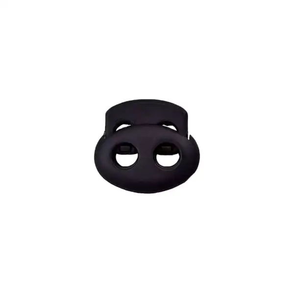 Kordelstopper/Durchlass 3mm, 2-Loch, 15mm, schwarz