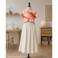 Flowing Bloom (French Terry) by Sarah Marian, French Terry, Liquid, apricot/koralle