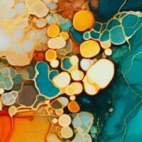 Flowing Bloom (French Terry) by Sarah Marian, French Terry, Liquid, bernstein/petrol