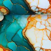 Flowing Bloom (French Terry) by Sarah Marian, French Terry, Liquid, bernstein/petrol